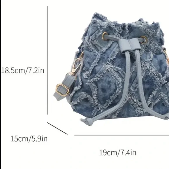 Denim Drawstring Backpack - Picture 6 of 6